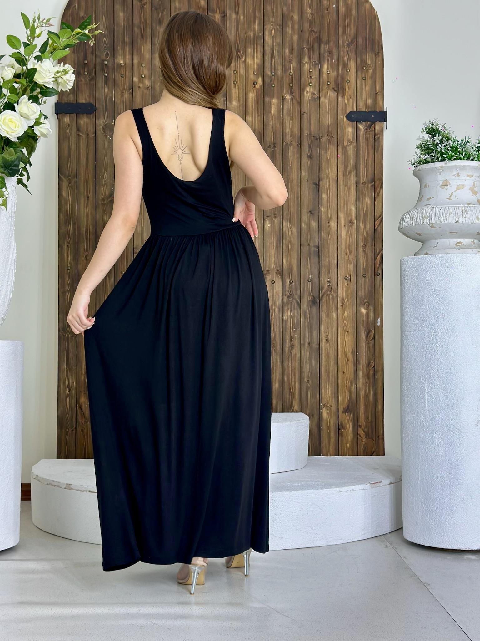 Modal Kumaş Fermuar Detay Uzun Elbisemiz