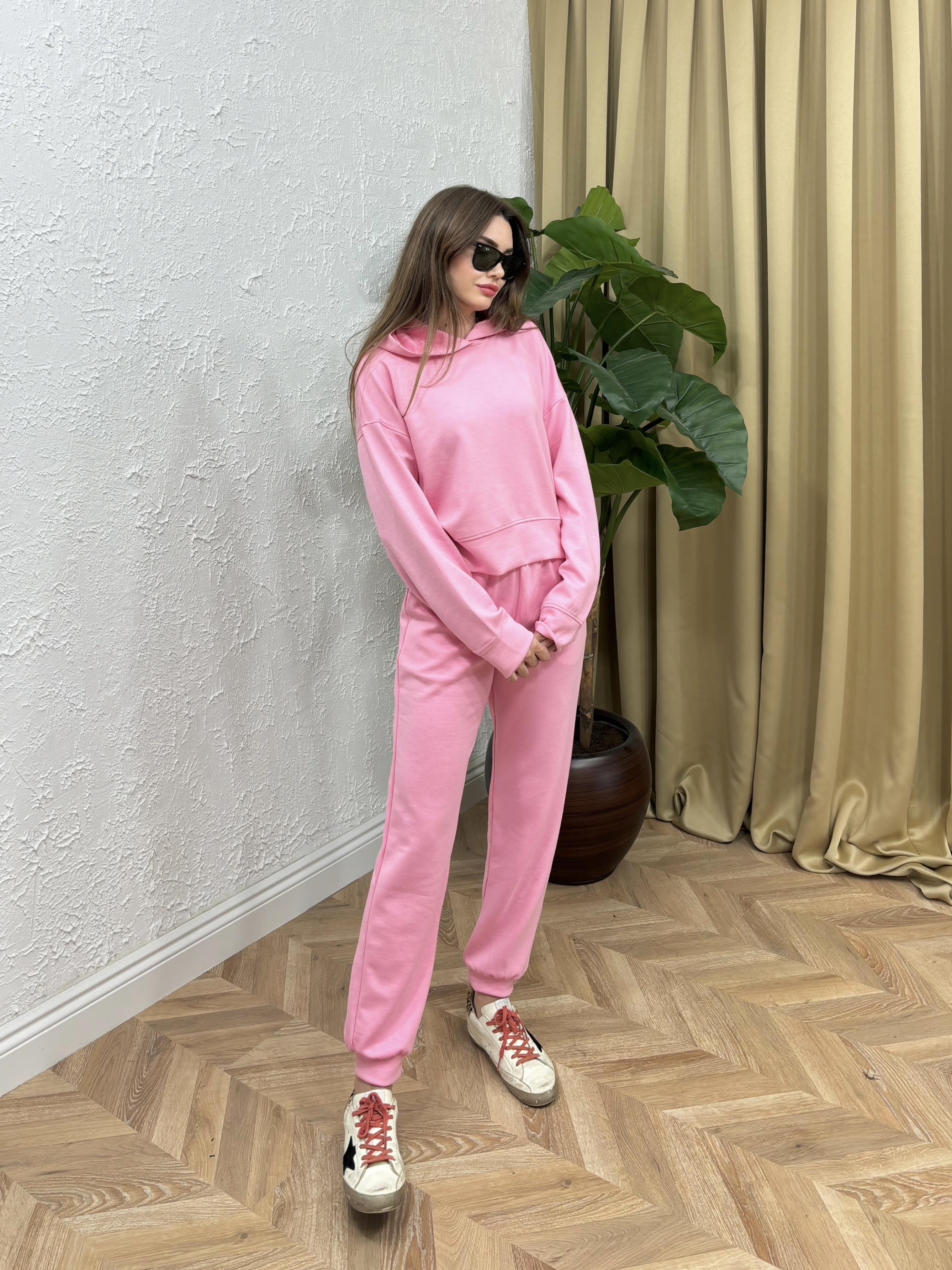 Modal Kumaş Kapişonlu Sweat Joger Alt İkili Pembe Eşofman Takım