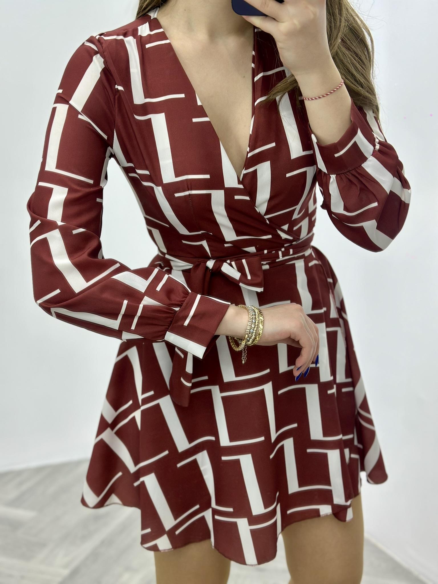 Moss Crep Kumaş Anvalop Elbise Kahverengi