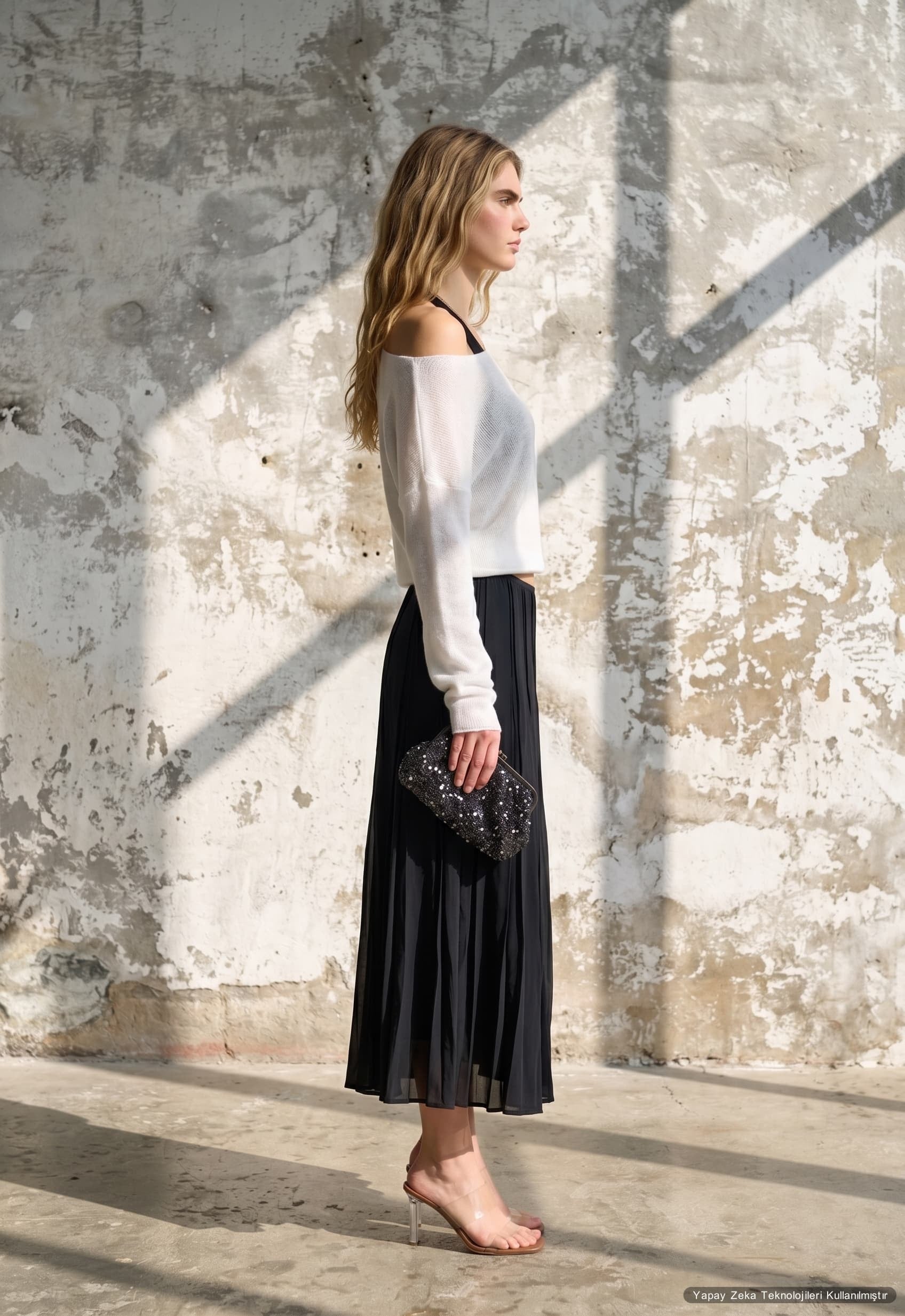 Oversize V Yaka Merserize Triko Beyaz 
