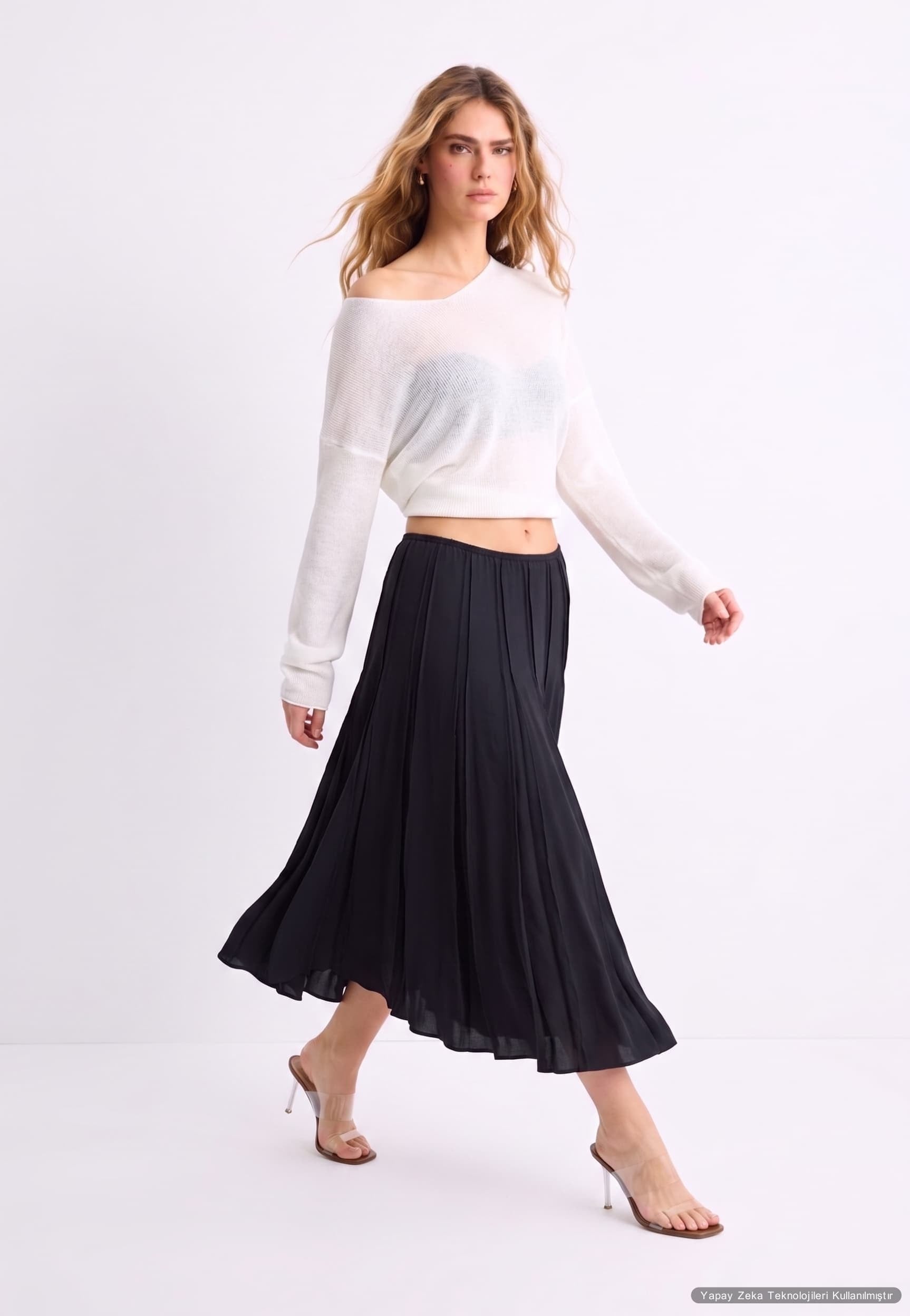 Oversize V Yaka Merserize Triko Beyaz 