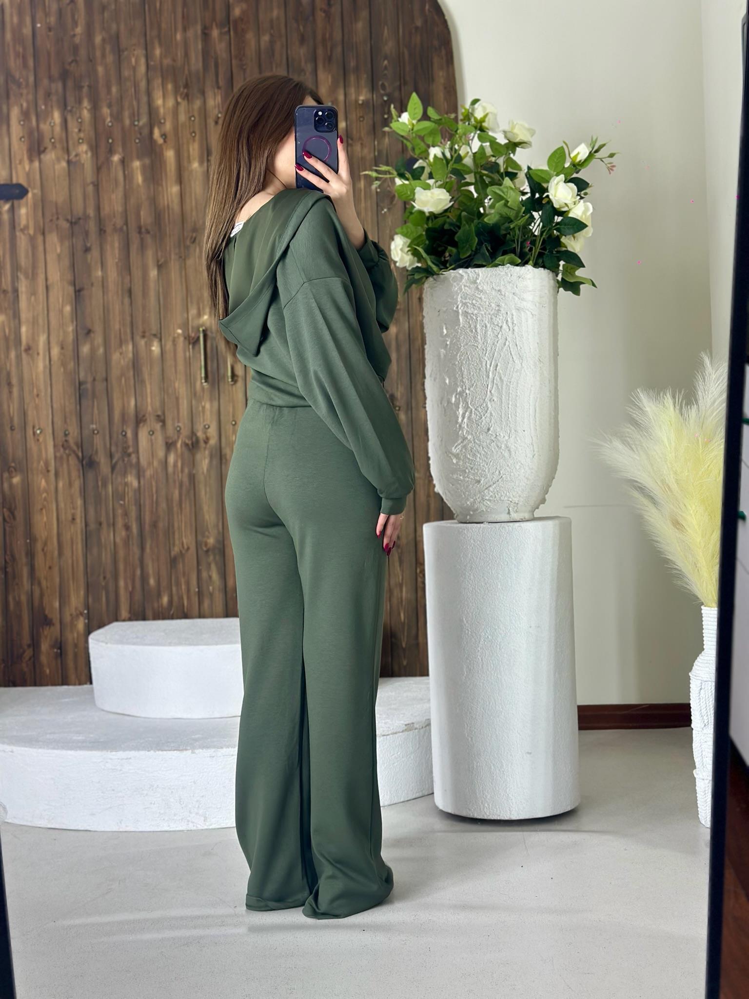 Oys Modal Kumaş Kapişonlu Boğum Detaylı İkili Eşofman Takım Haki