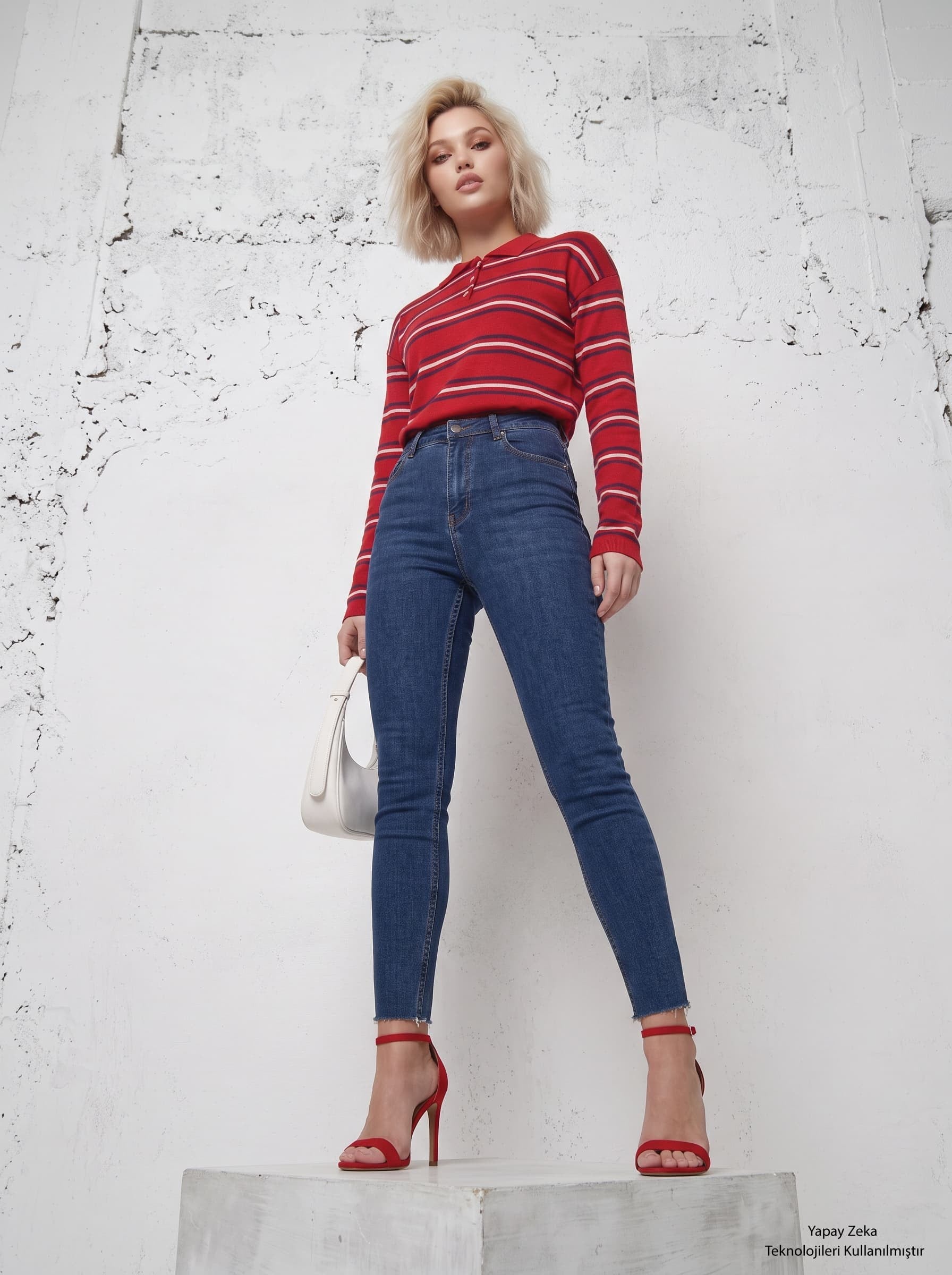 Paçası Kesik Likralı Mom Jean
