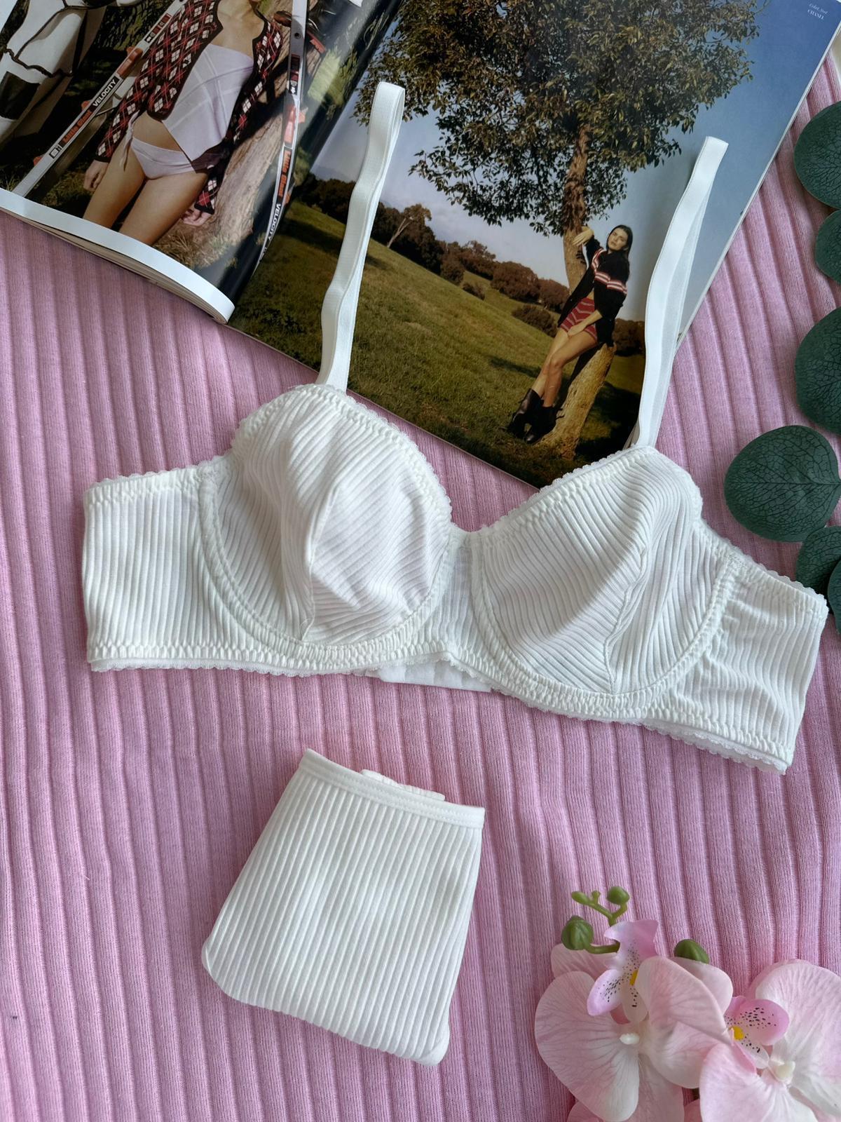 Pamuk Kaşkorse Sütyen Takım Beyaz