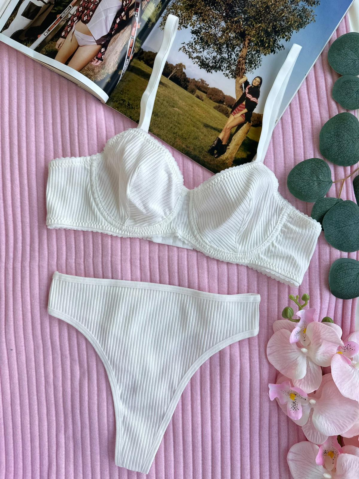 Pamuk Kaşkorse Sütyen Takım Beyaz