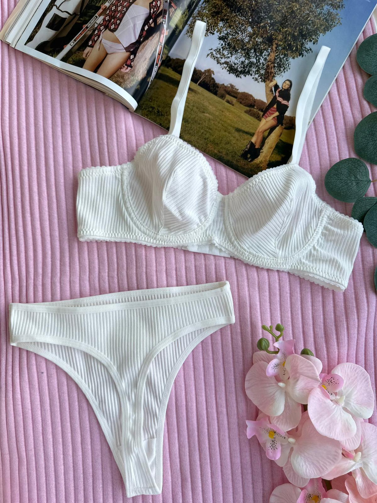 Pamuk Kaşkorse Sütyen Takım Beyaz