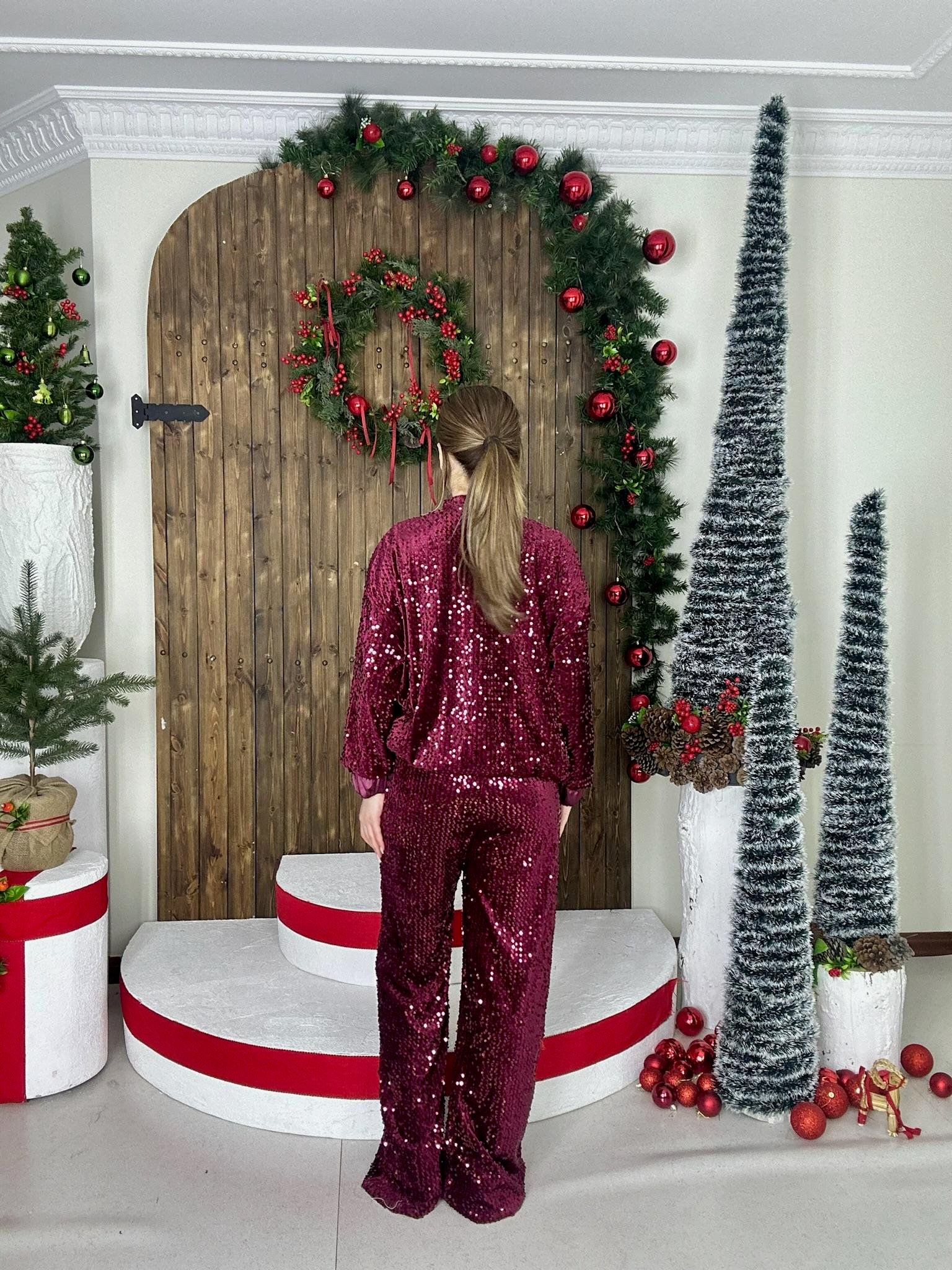 Payet Kumaş Rahat İkili Takım Bordo