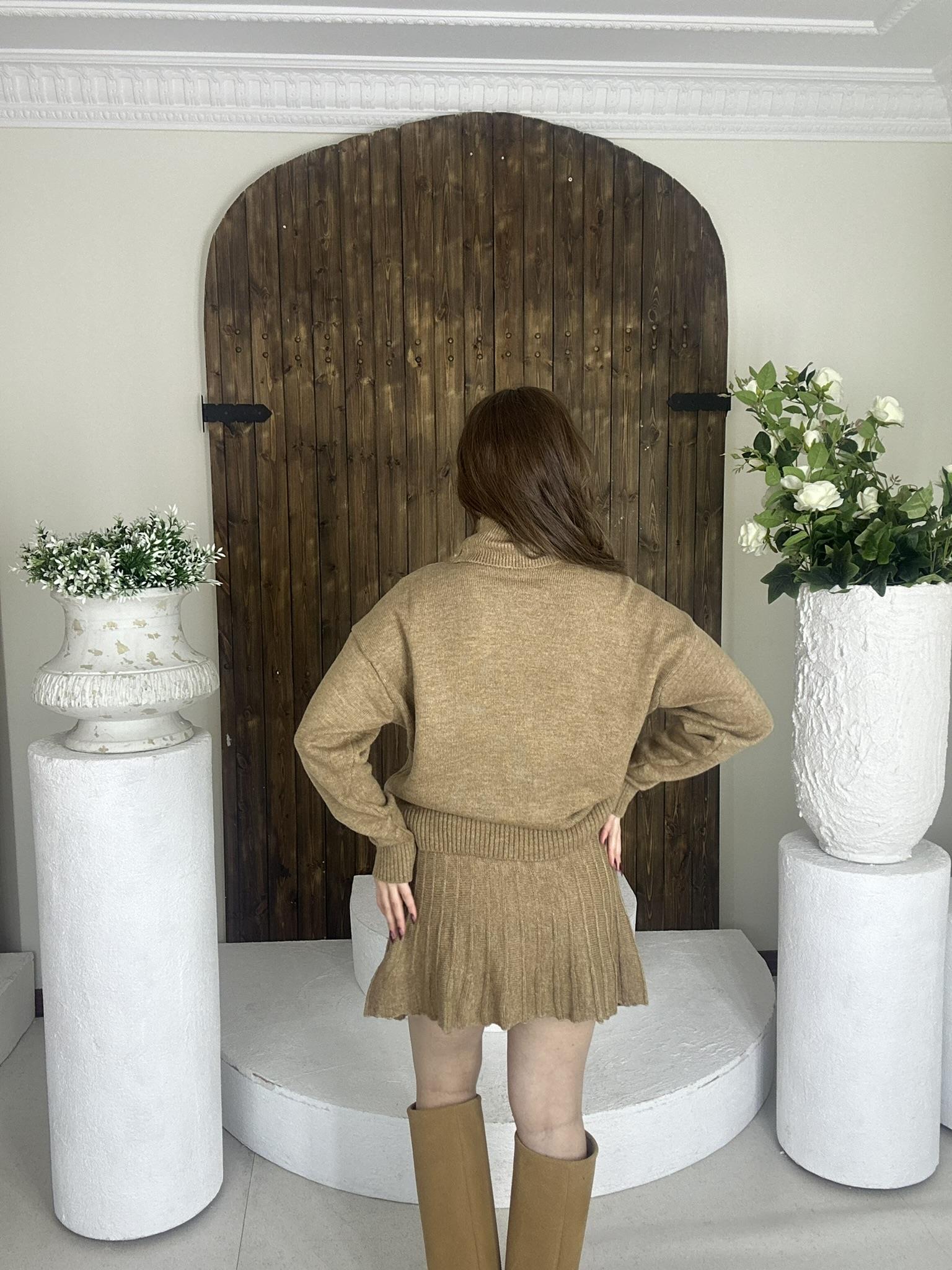 Pileli Etek Balıkçı Kazak İkili Takım