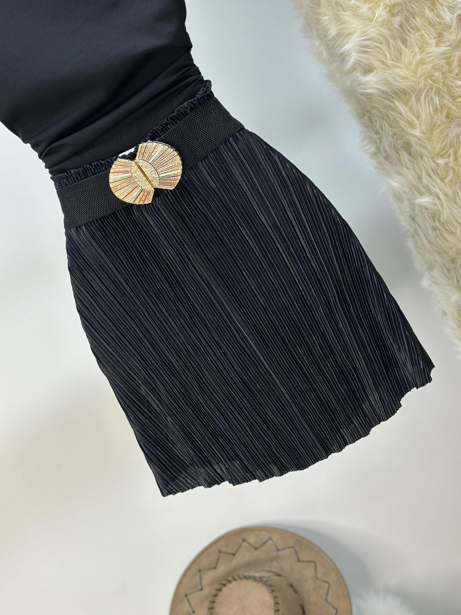 Pliseli Kumaş Asimetrik Kesim İçi Şort Astarlı Etek (Kemer Dahil Değildir)