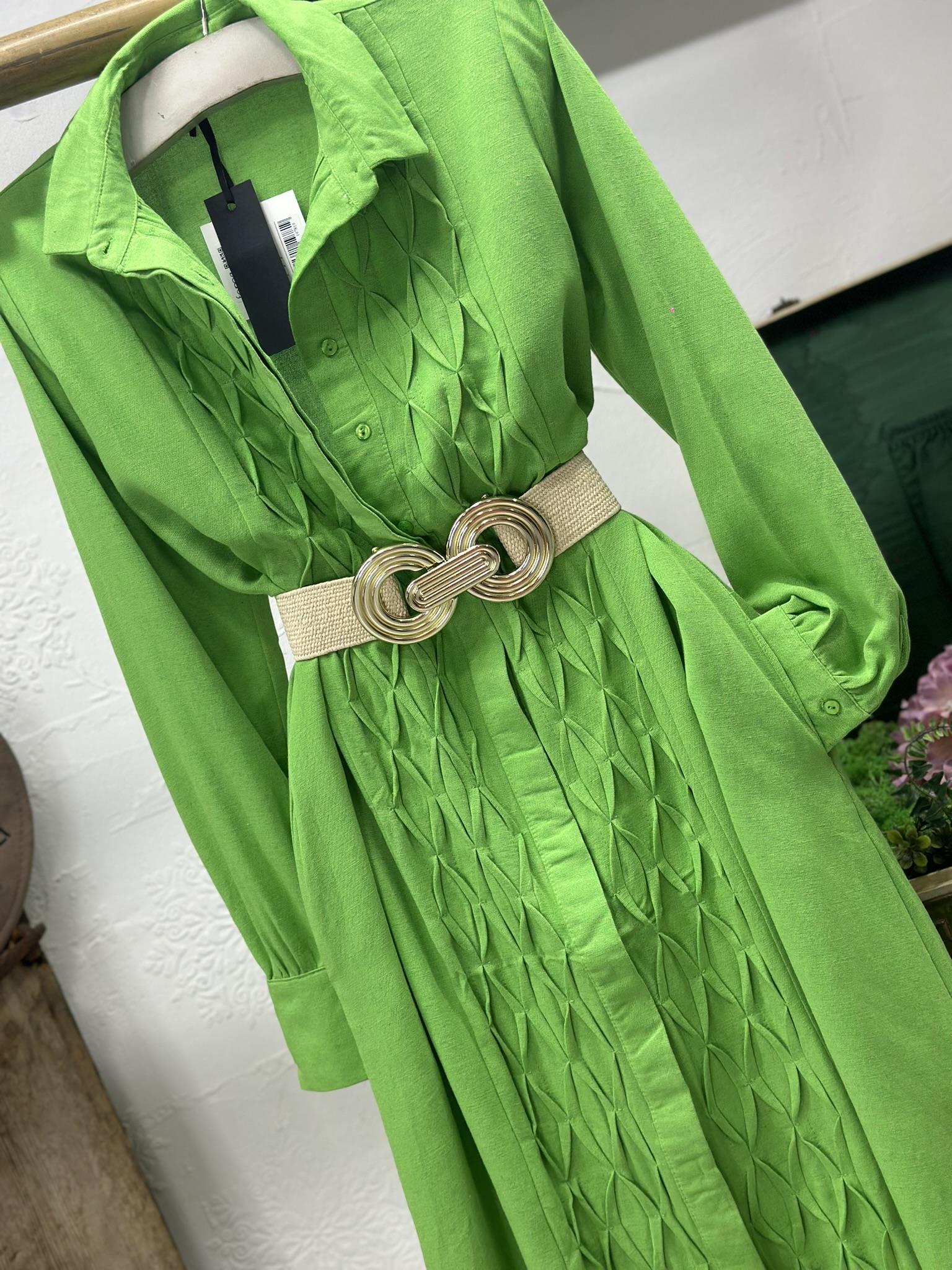 Poplin Kumaş Rahat Kalıp Önü Baklava Dikişli Gömlek Elbise 