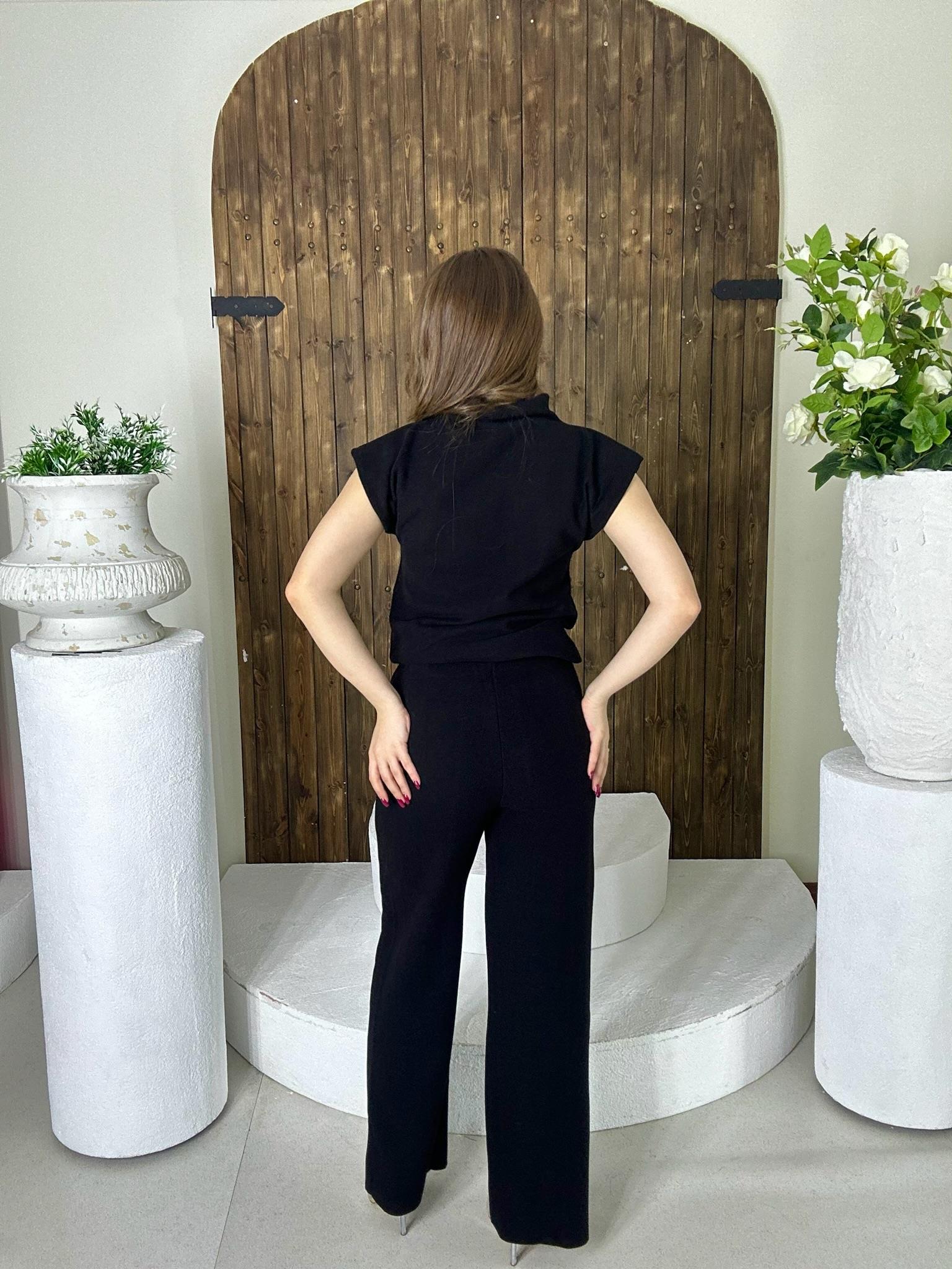 Premium Seri Vatkalı Triko İkili Takım Siyah