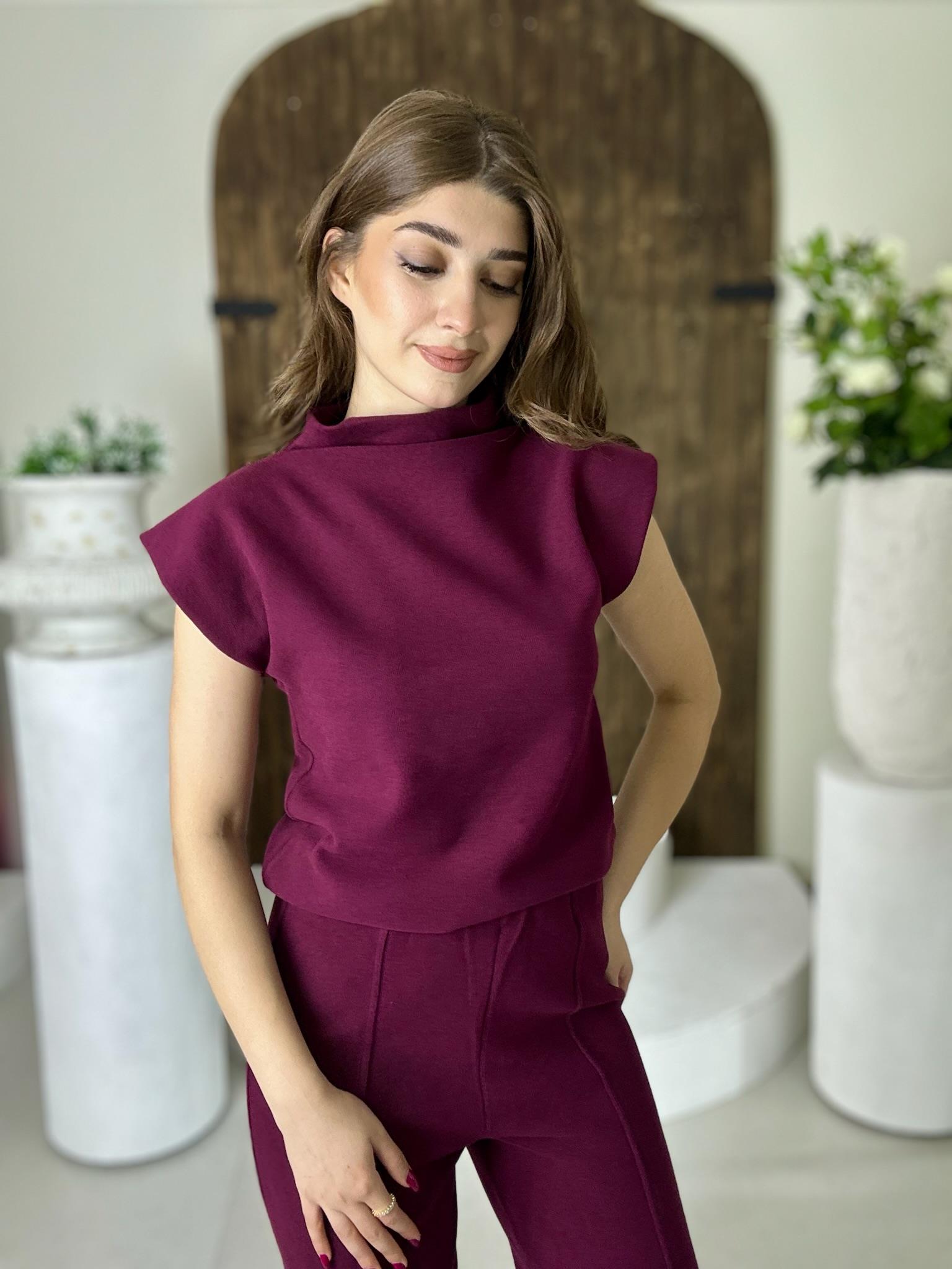 Premium Seri Vatkalı Triko İkili Takım Bordo