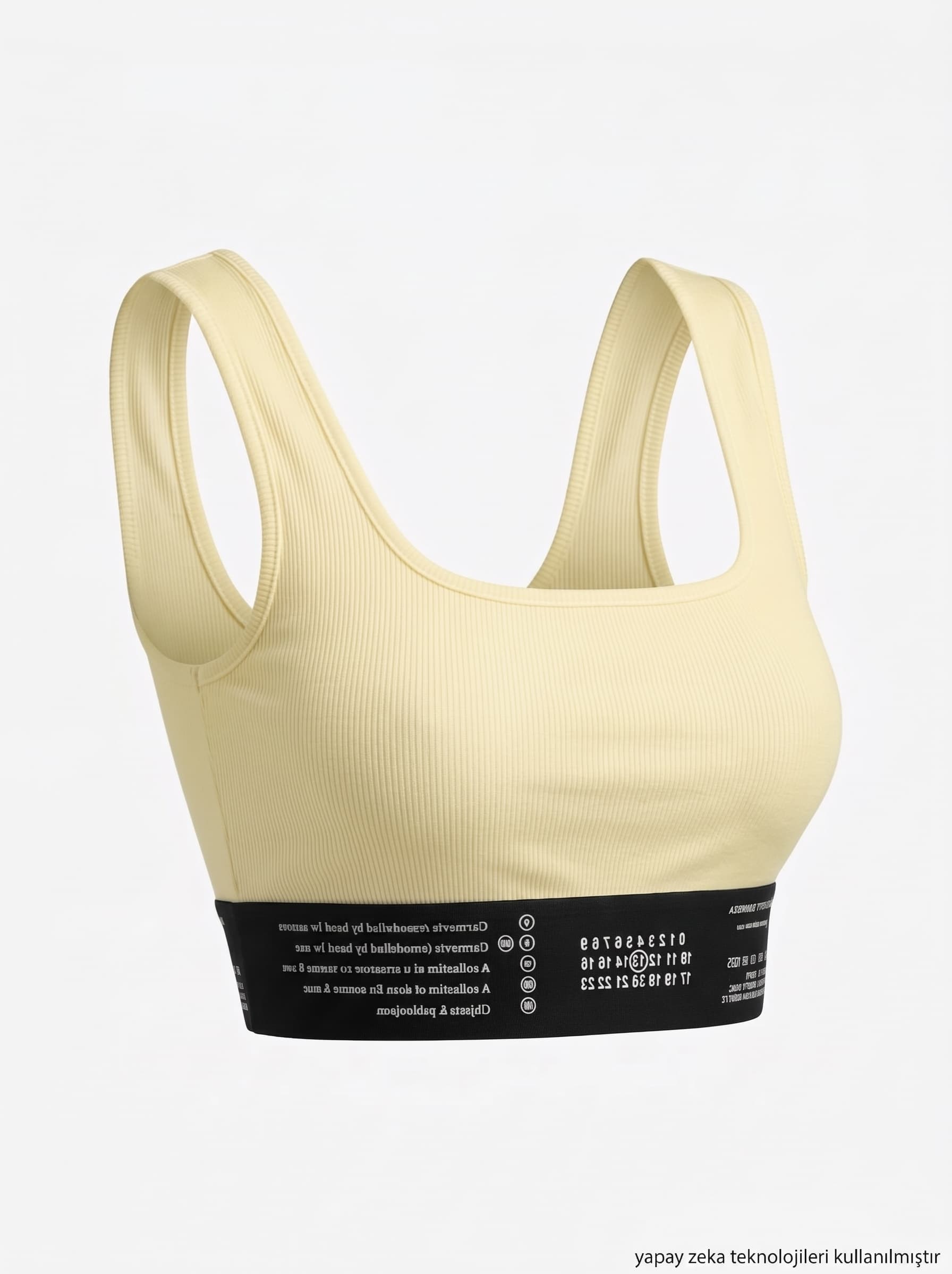 Premium Series Beli Kalın Lastikli Göğüs Dolgulu Crop Sarı