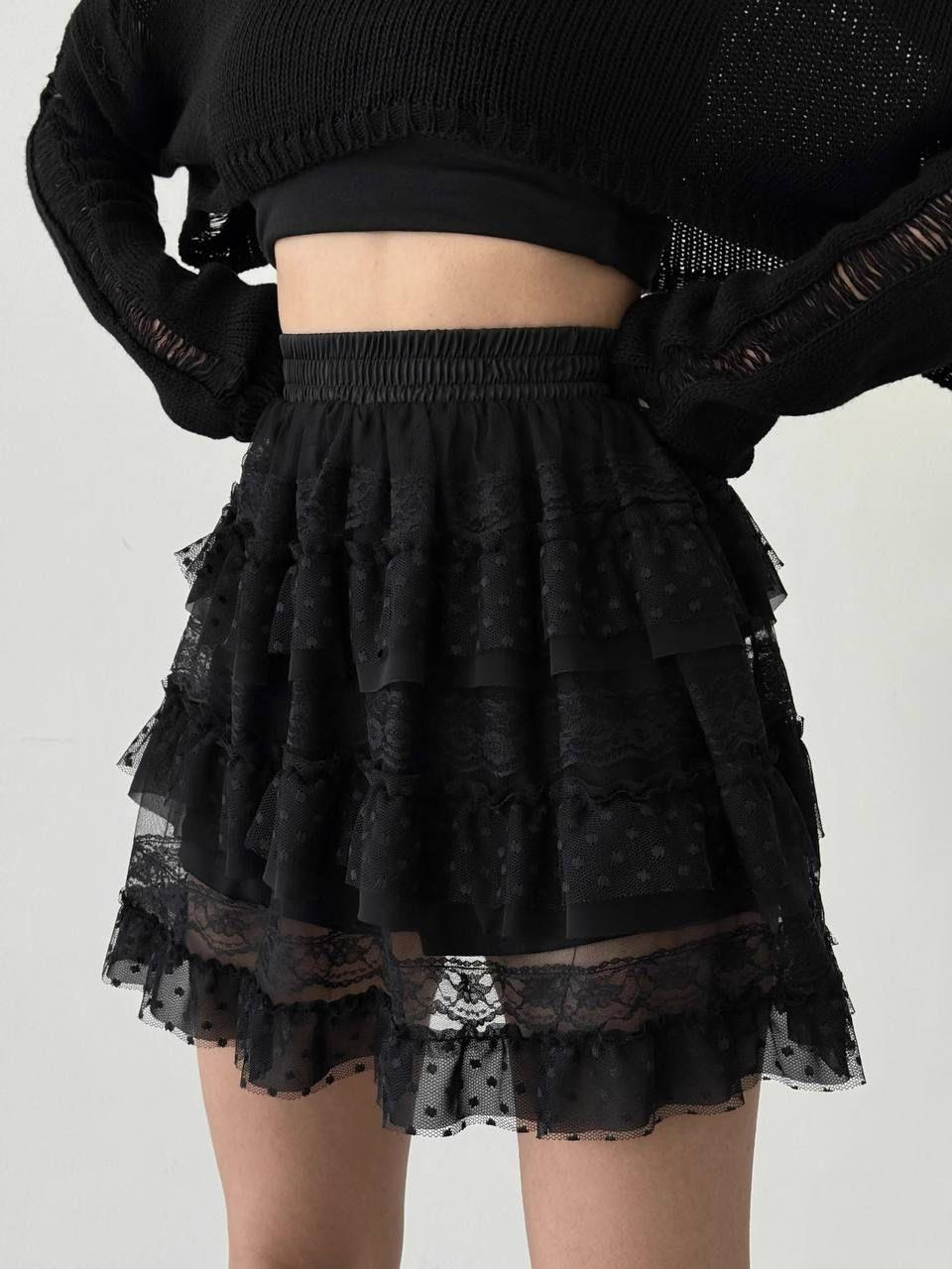 Premium Series Güpür Kumaş Beli Lastikli Etek 