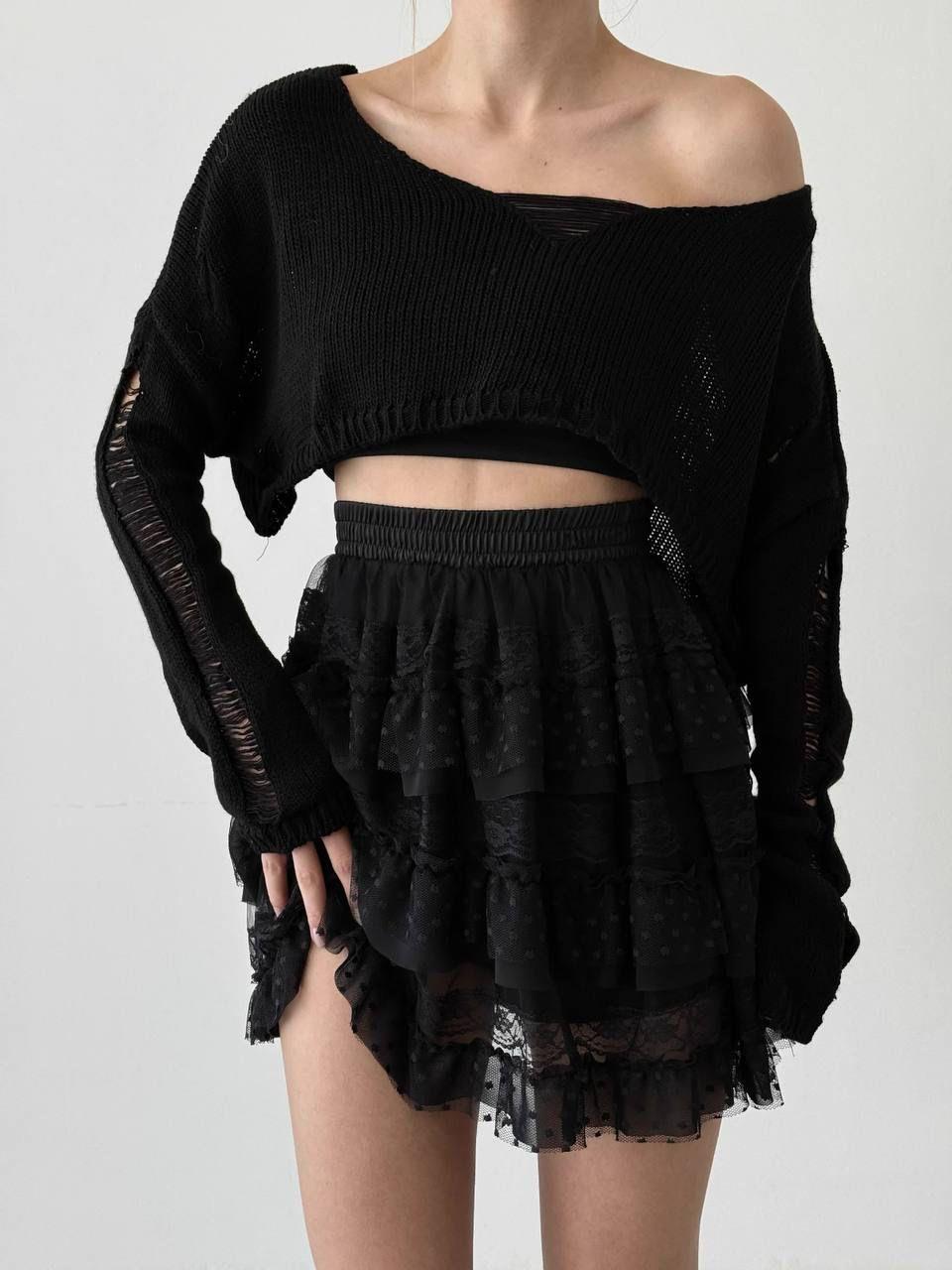 Premium Series Güpür Kumaş Beli Lastikli Etek 