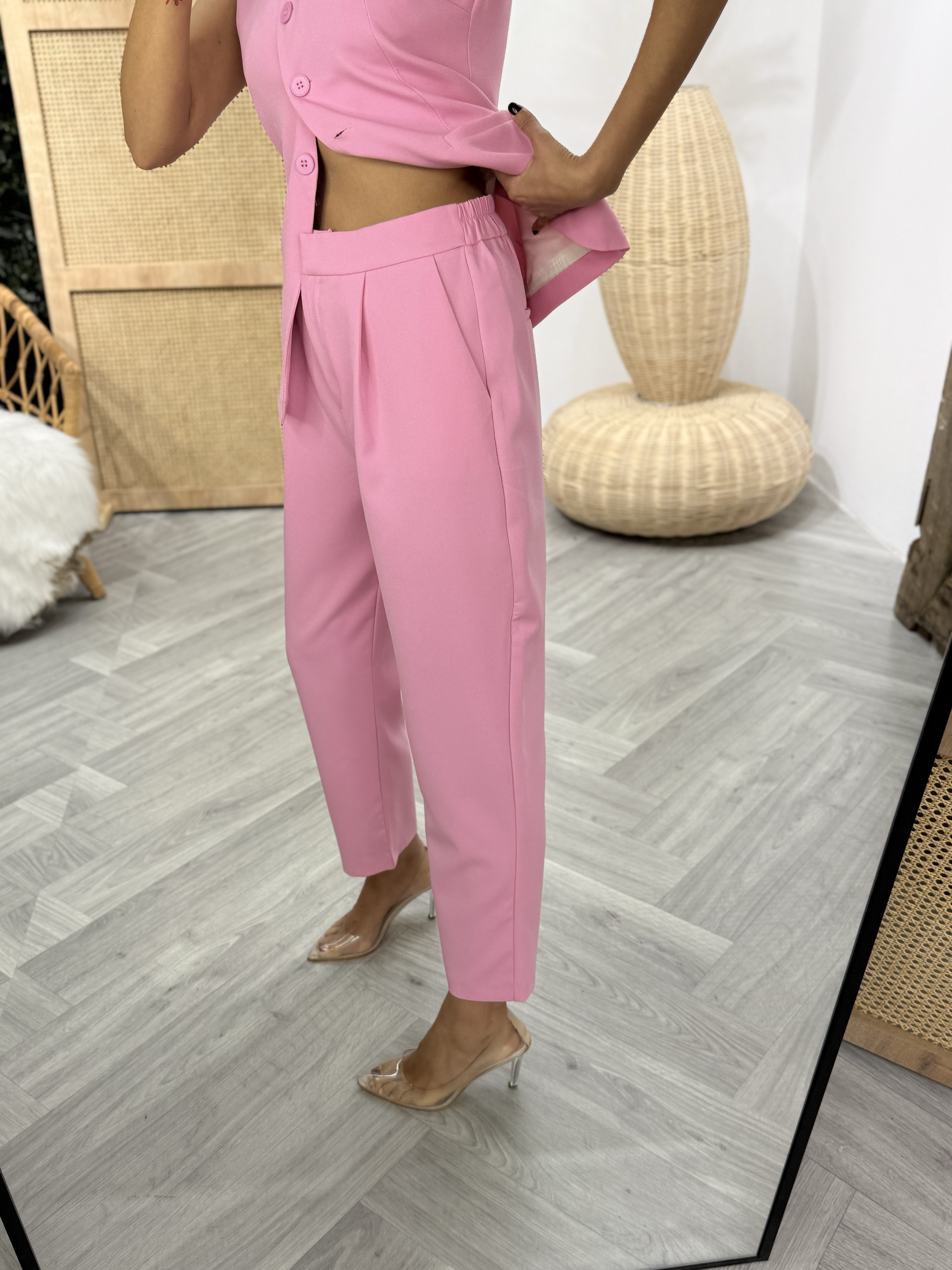 Premium Series Pileli Pembe Havuç Pantolon