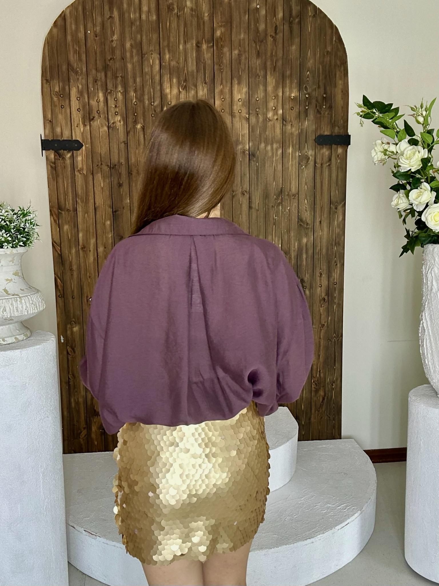 Pul Payet Astarlı Likralı Mini Etek Gold