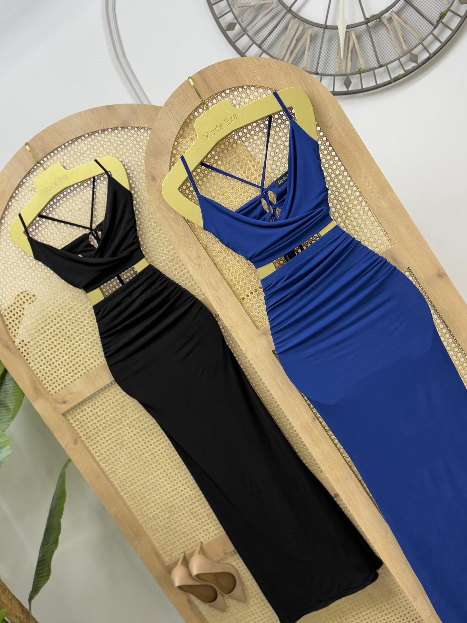 Sandy Kumaş Sırt Detay Büstiyer Uzun Balık Etek Abiye Takım Saks