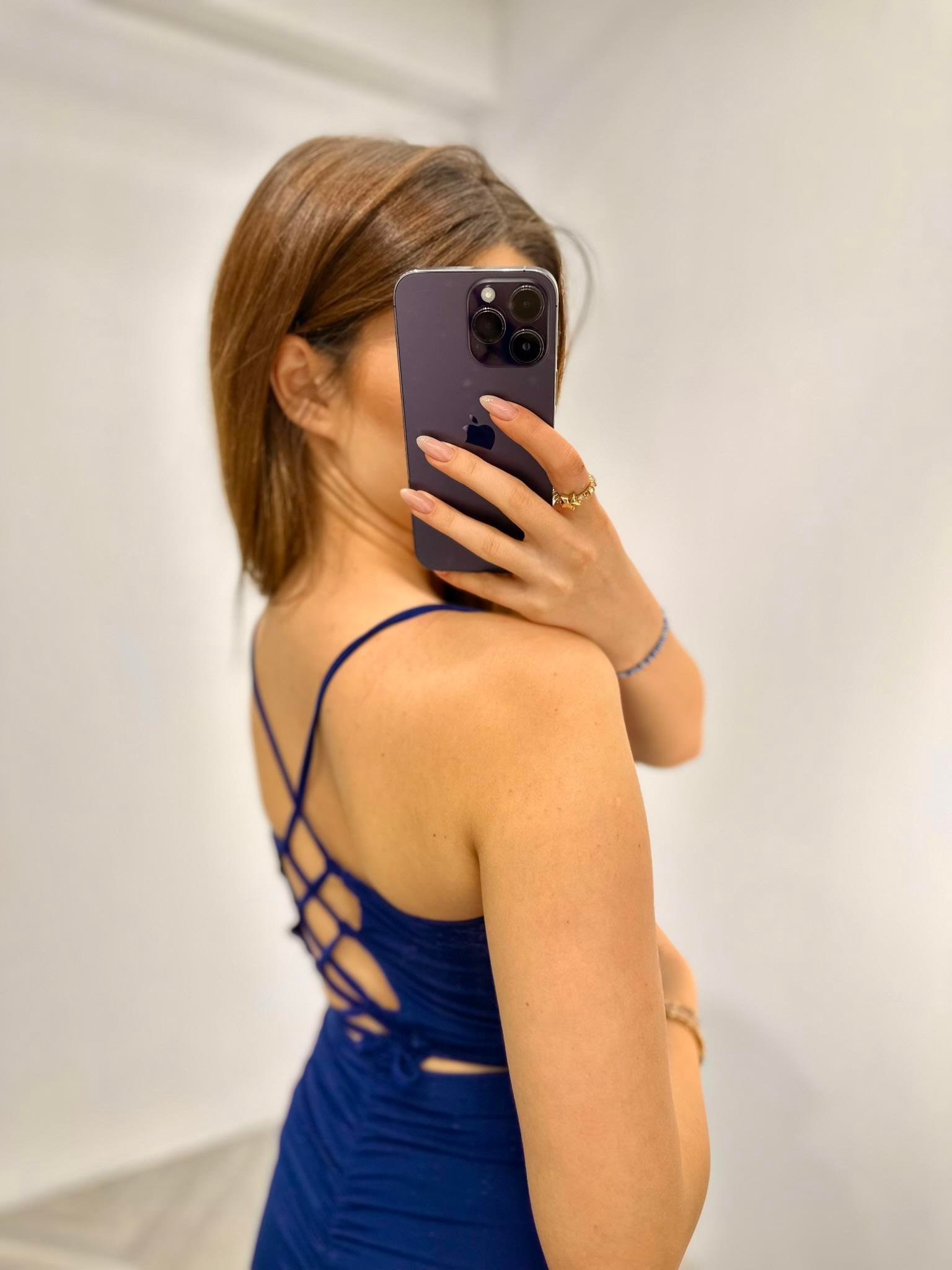 Sandy Kumaş Sırt Detay Büstiyer Uzun Balık Etek Abiye Takım Saks