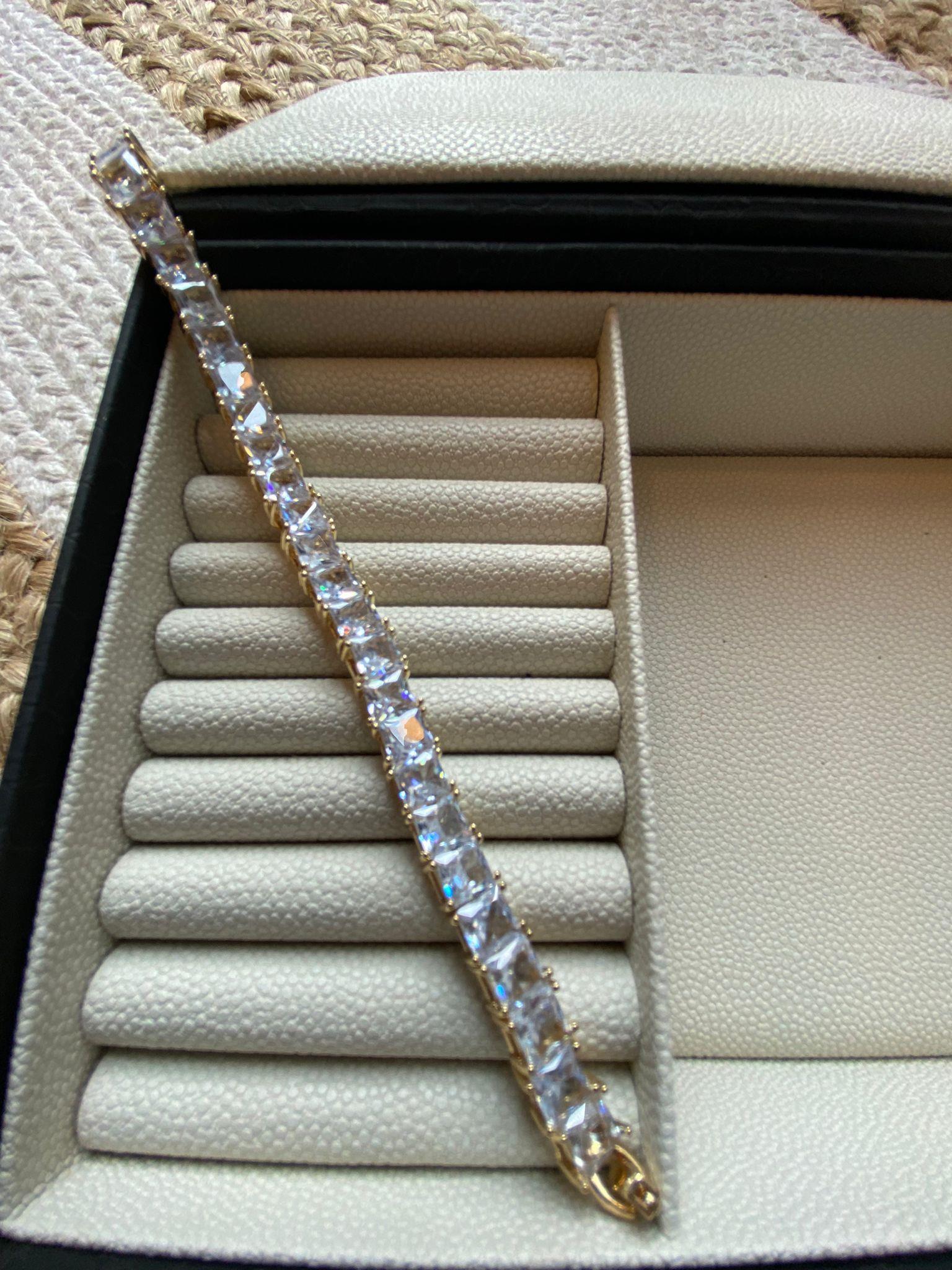 SB Çelik Micron Altın Kaplama  İri Zirkon Taşlı Suyolu Bileklik 