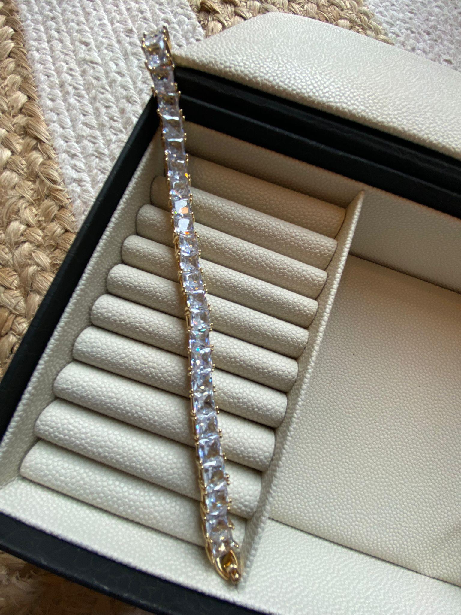 SB Çelik Micron Altın Kaplama  İri Zirkon Taşlı Suyolu Bileklik 