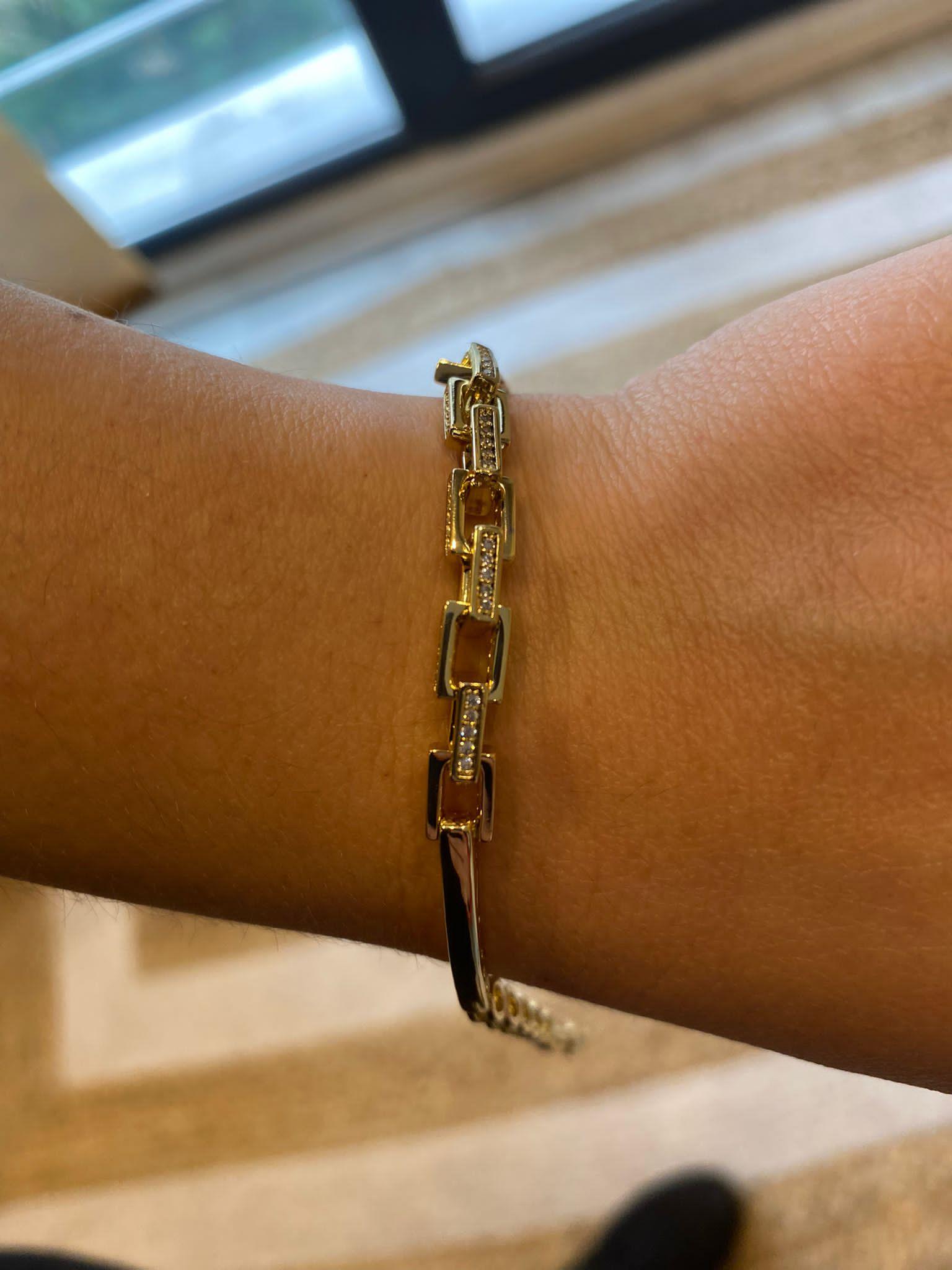 SB Xuping Zirkon Taşlı İşleme Detaylı Zincir  Bileklik 