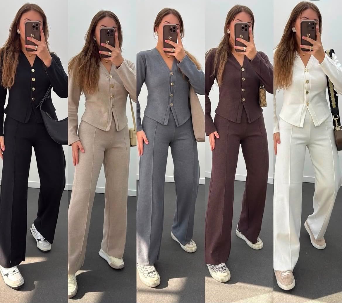 Selanik Triko Çimalı Pantolon Ceket Form Hırka Takım Siyah