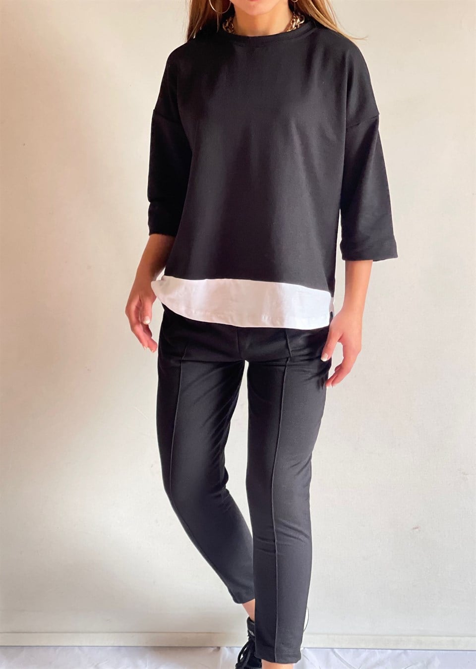 Tshirt Detay İki İplik Penye Kumaş Spor Takım
