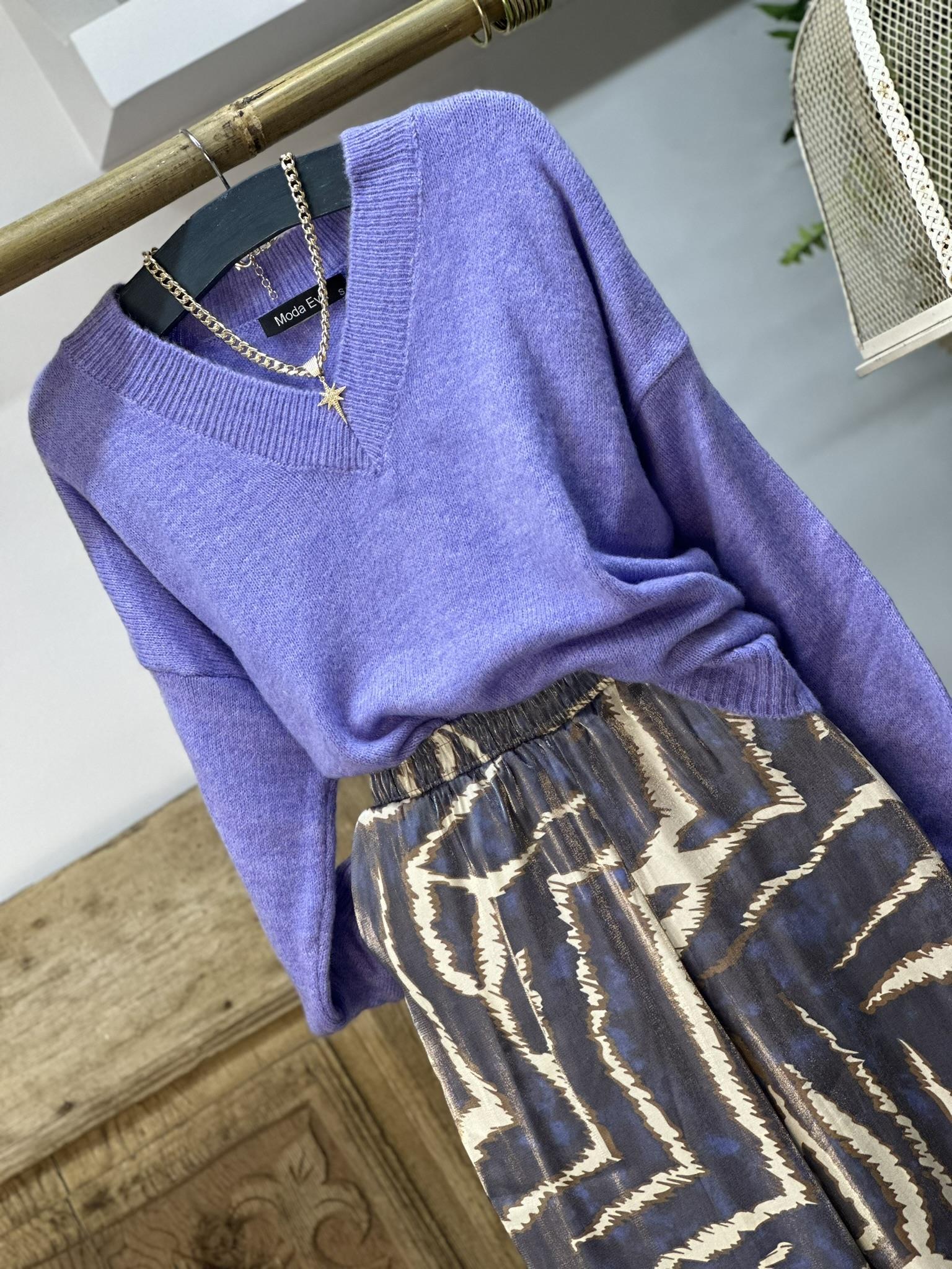 V Yaka Salaş Yumoş Triko Basic Kazak 