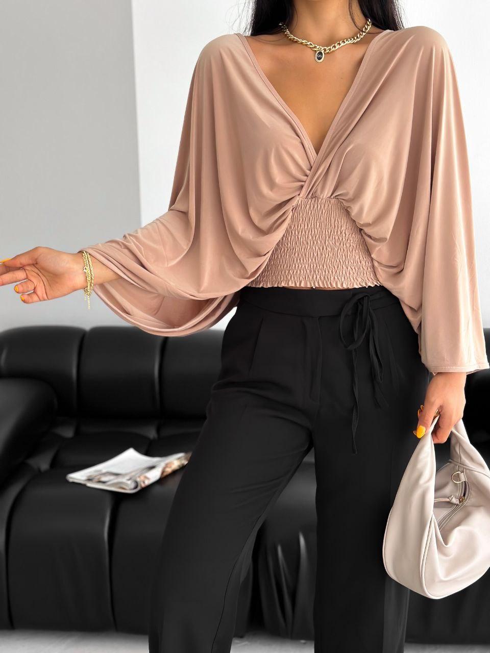 Vanezia Kumaş Yarasa Kol Gipeli Bluz