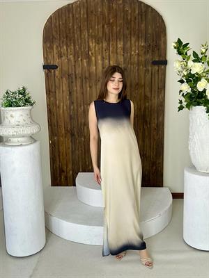  İthal Crep Kumaş Rahat Kalıp Batik Desen Elbisemiz