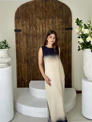  İthal Crep Kumaş Rahat Kalıp Batik Desen Elbisemiz