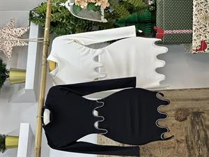 Likralı Kaşkorse Kumaş Taş Dizayn İkili Takım  Beyaz