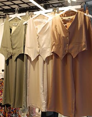 Aerobin Kumaş Palazzo Pantolon Cepken Yelek İkili Takım