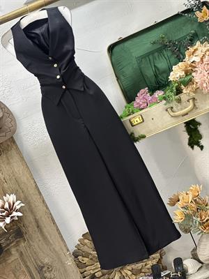 Aerobin Kumaş Palazzo Pantolon Cepken Yelek İkili Takım