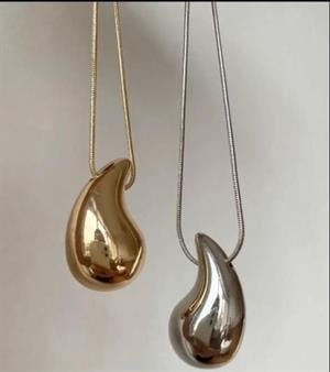 Altın Kaplama Çelik Büyük Damla Kolye