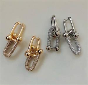 Altın Kaplama Çelik Zirkon Taşlı Tasarım Küpe