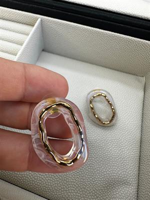 Altın Kaplama Gold Şerit Detaylı Tasarım Küpe