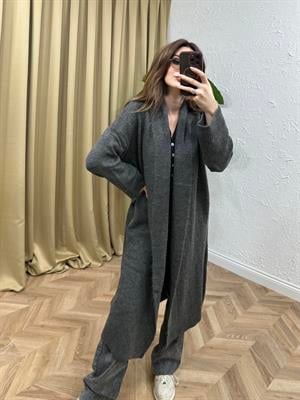 Antrasit Rahat Kesim Uzun Hırka