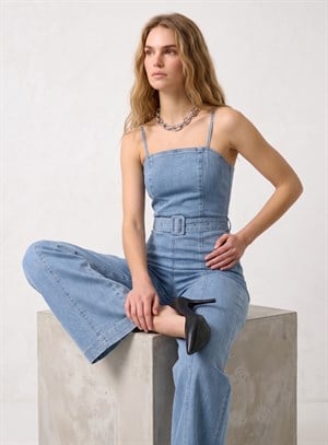 Askılı Kemerli Likralı Jean Tulum 