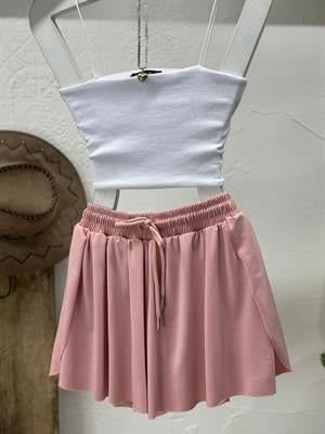 Astarlı Bağcıklı Mini Şort Etek