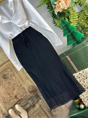 Astarlı Beli Bağlama Detaylı Pliseli Şifon Midi Boy Etek 