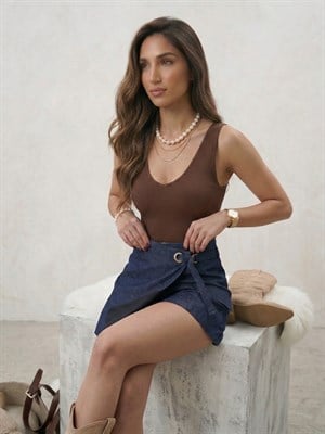 Astarlı Mayo Kesim Body Kahverengi