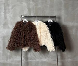 Astarlı Peluş Kürk Mont Krem