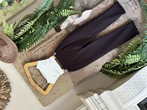 Atlas Kumaş Beli Şeritli Dar Paça Pantolon