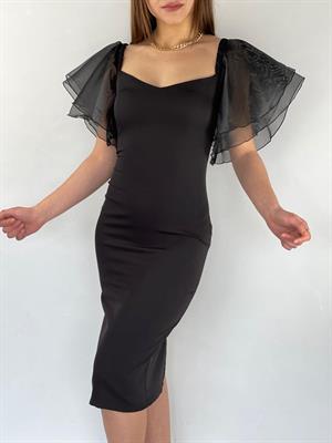 Atlas Kumaş Kollar Katkat Tül Tasarım Kalem Elbise