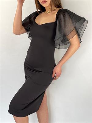 Atlas Kumaş Kollar Katkat Tül Tasarım Kalem Elbise