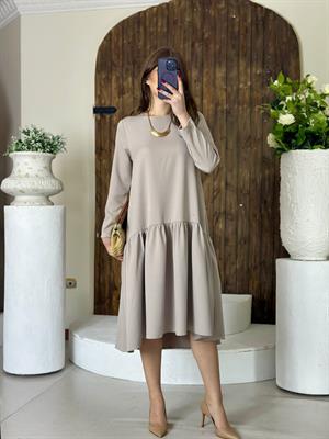 Atlas Kumaş Salaş Elbise Gri