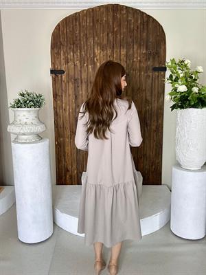 Atlas Kumaş Salaş Elbise Gri