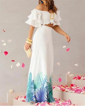 Atlas Kumaş Salaş Pantolon Ottom Kumaş Gipeli Bluz İkili Takım 